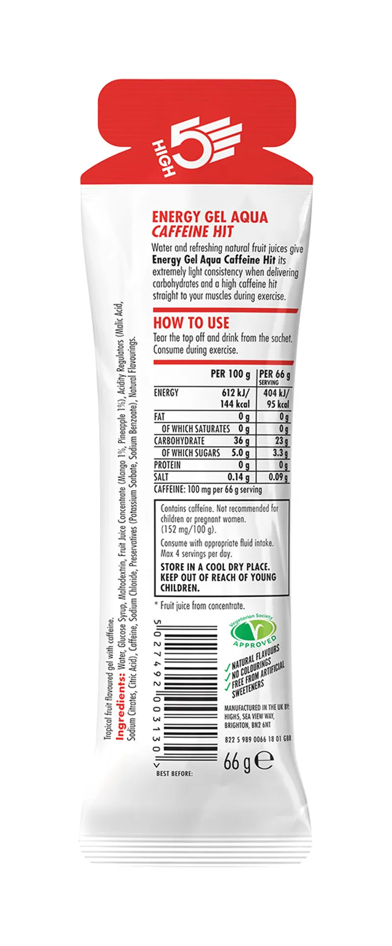 High5 Energy Gel Aqua Caffeine Hit x20 66g tropical-2