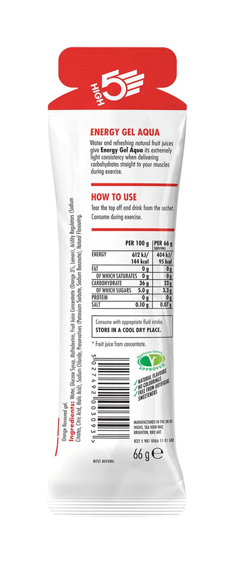 High5 Energy Gel Aqua x5 66g orange-2