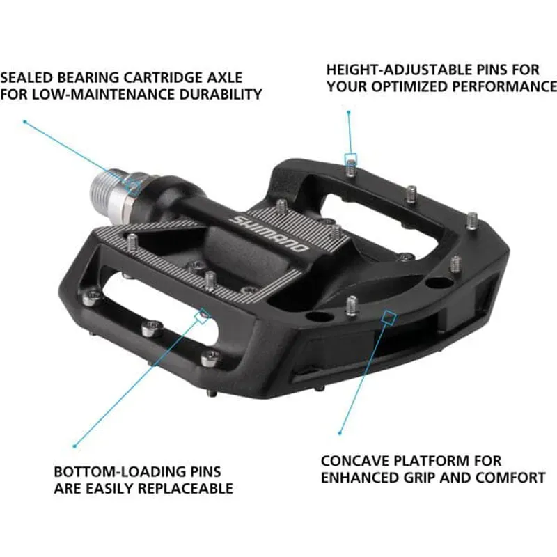 Shimano Pedals PD-GR500 MTB 9/16 inches Flat Pedals in Black-1