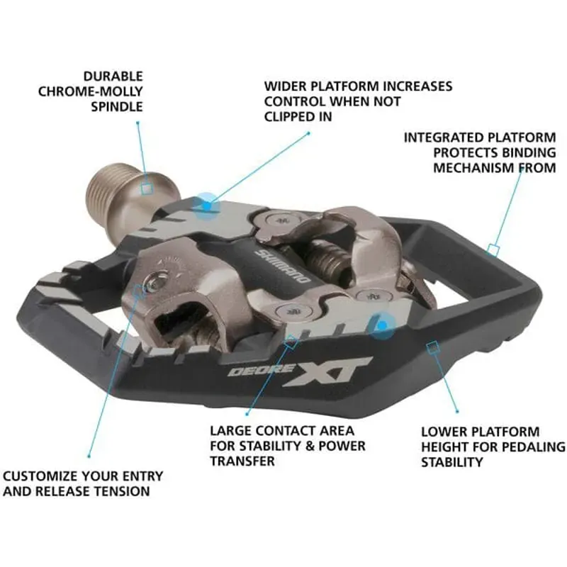 Shimano Pedals XT PD-M8120 Trail Wide SPD 9/16 Inches Pedals in Black-1