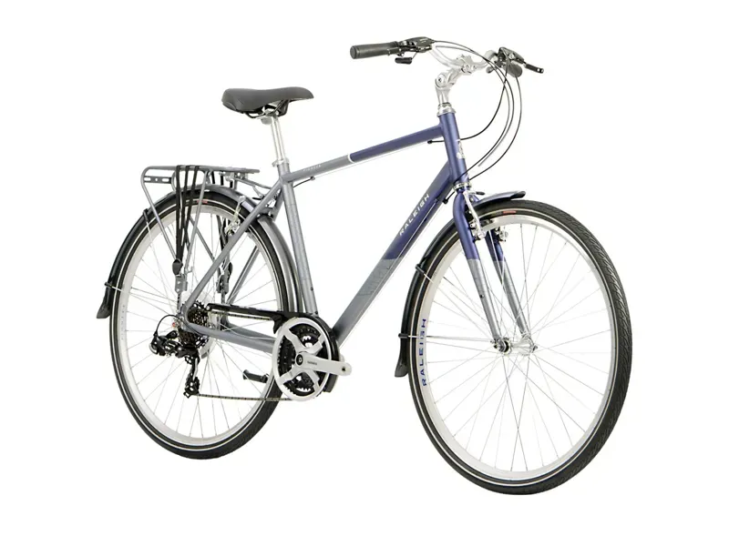 Raleigh Pioneer Tour Crossbar Hybrid Bike in Blue - Silver-8
