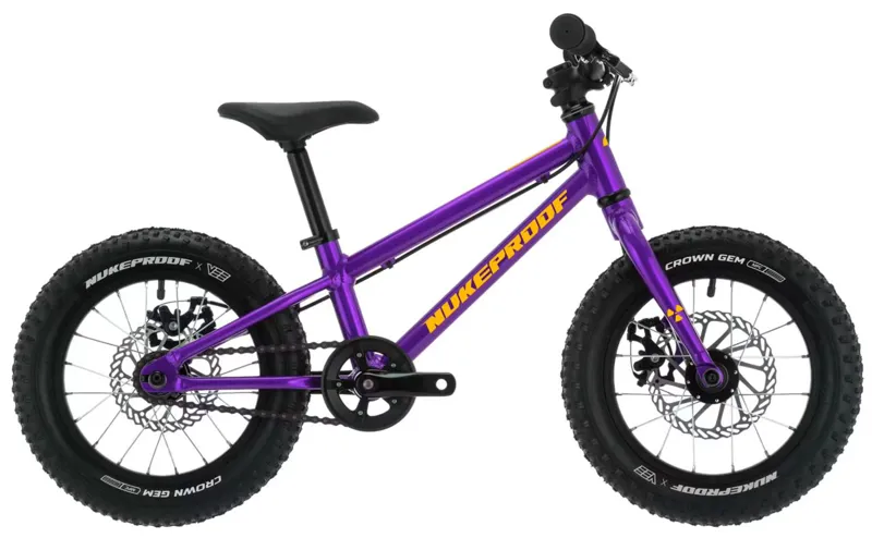 Nukeproof Tracker 14 inch wheeled kids mountain bike in Purple