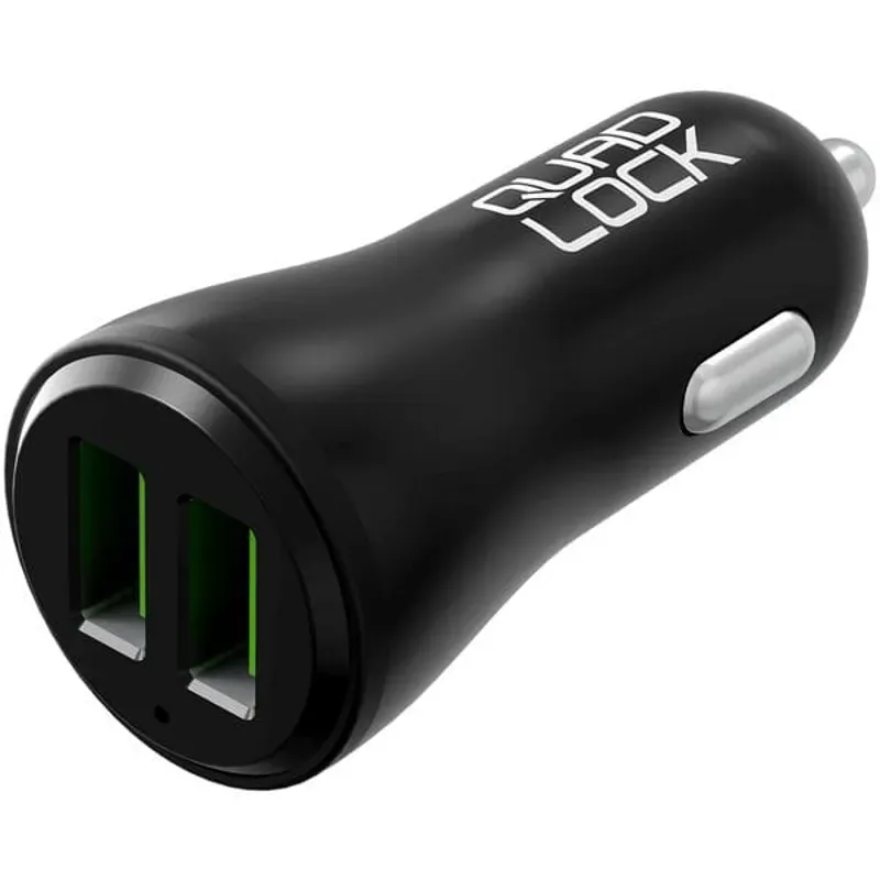 Quad Lock Dual USB 12V Car Charger in Black