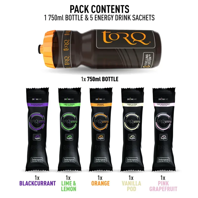 Torq Energy 750ml Five Flavour Bottle Pack